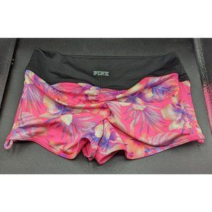 PINK SPORT Hot Pink Hawaiian Floral Gym to Swim Shortie Shorts Size S P CH